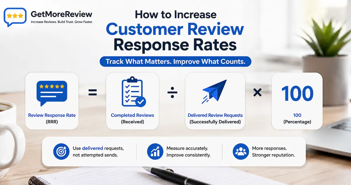 How to increase customer review response rates by measuring completed reviews divided by delivered review requests